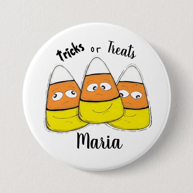 Sonriente botón de canto de maíz de Halloween (Anverso)