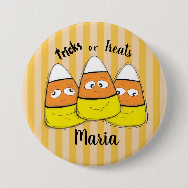 Sonriente botón de canto de maíz de Halloween (Anverso)
