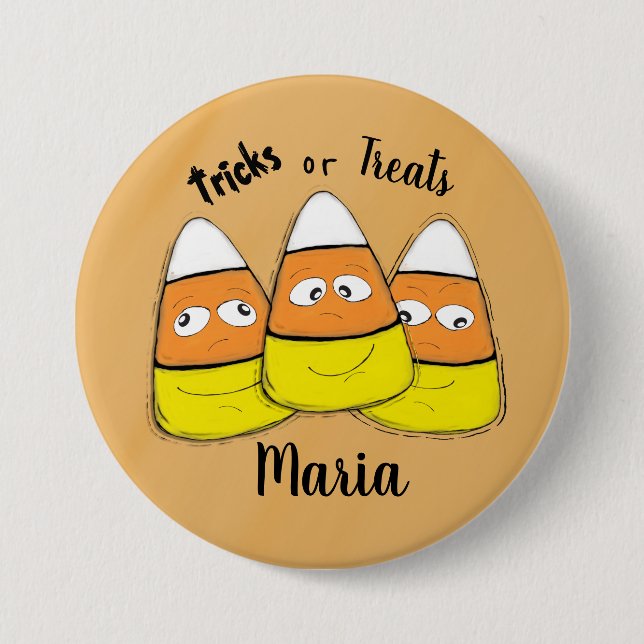 Sonriente botón de canto de maíz de Halloween (Anverso)