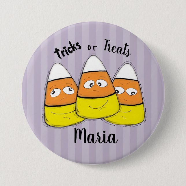 Sonriente botón de canto de maíz de Halloween (Anverso)