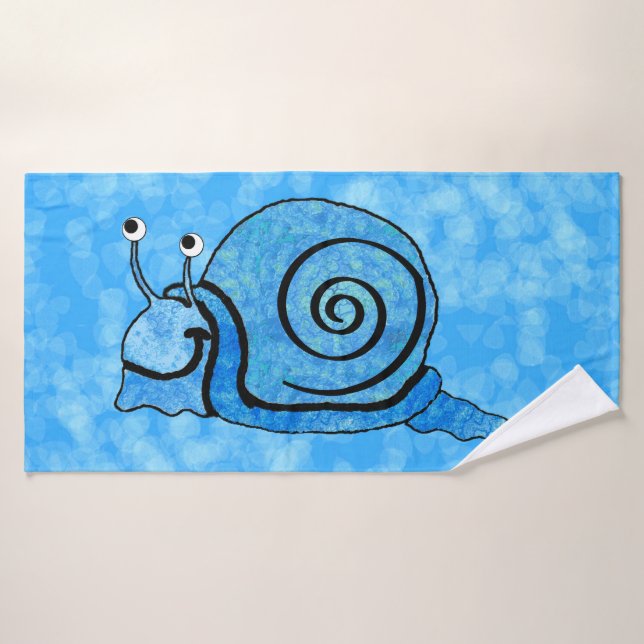 Sonriente Brillante Aqua Blue Personalizado Snail  (Toalla de baño)