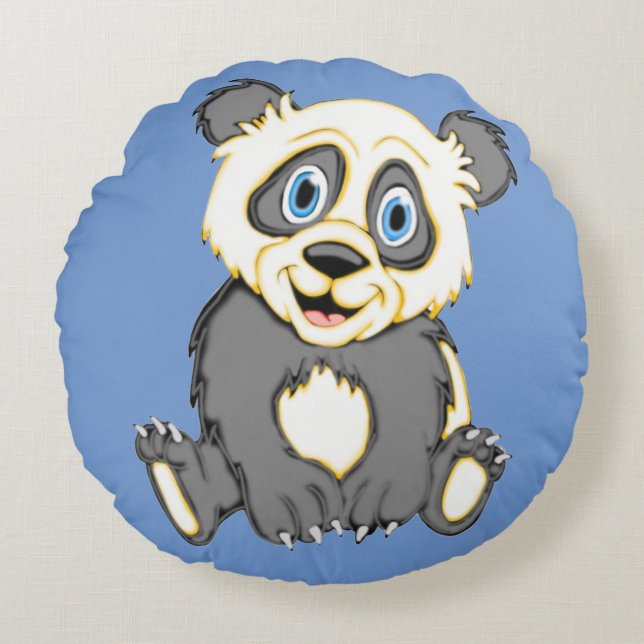 Sonriente Cojín decorativo redondo panda (Anverso)