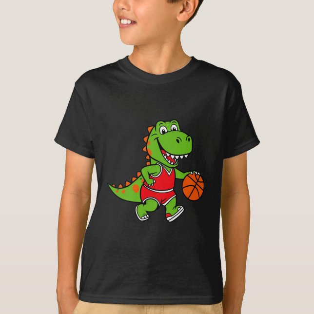 Sonriente Dinosaurio jugando a la camiseta diverti (Anverso)