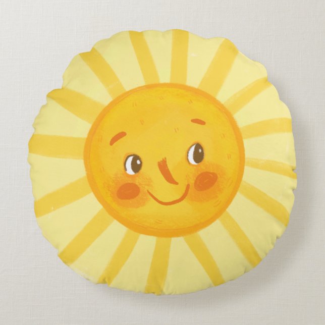 Sonriente sol redondeado almohada | Decoración de  (Anverso)
