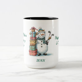 Sonriente taza navideña de Snowman - Personalizado
