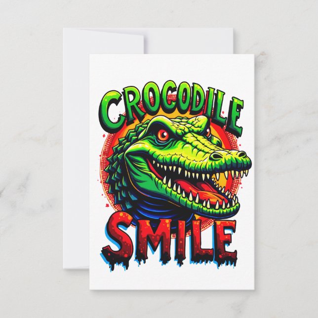 "Sonrisa alegre de cocodrilo - divertido y caprich (Anverso)