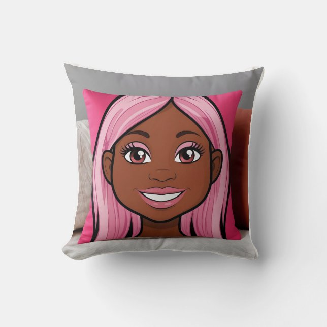 Sonrisa de almohada del Chica del pelo rosado 3D (Anverso)