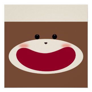 Sonrisa de mono de calcetín (niño) Póster brillant