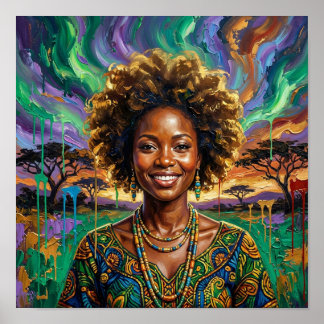 Sonrisa de Reina Africana, Arte de Pared de Mujer