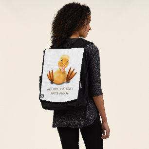 Sonrisa divertida en la mochila del pato - Texto P