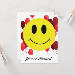 Sonrisa Emoji sonrisa con invitación a los globos