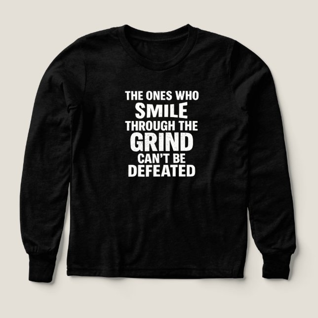 Sonrisa motiva gimnasia cita con texto blanco (Diseño frontal)