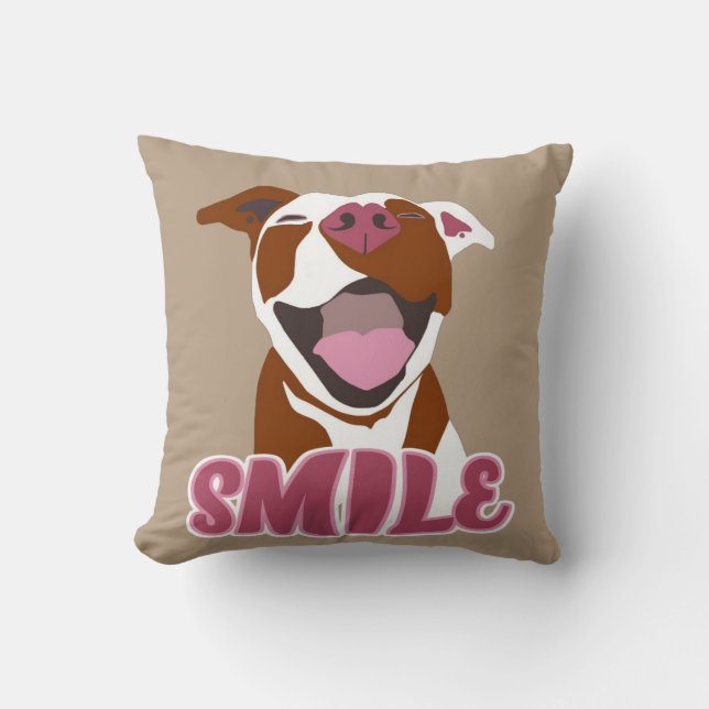Sonrisas grandes Pitbull - Cojín decorativo (Anverso)