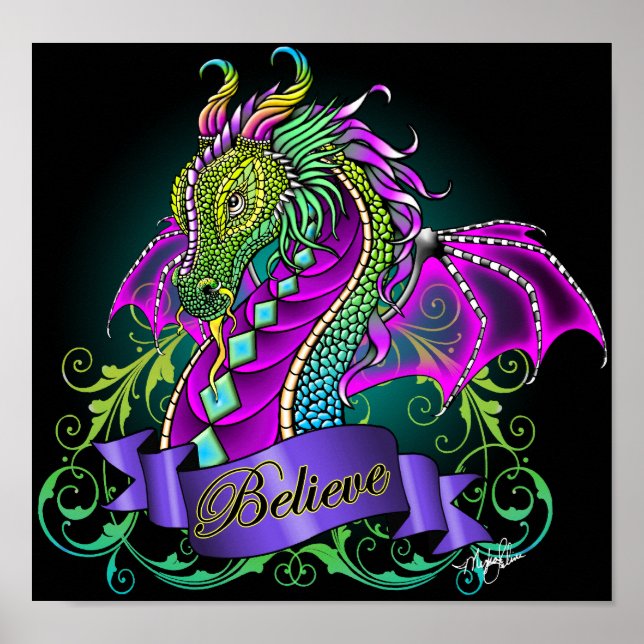 "Sonya" arcoiris cree que Poster de arte dragón (Frente)
