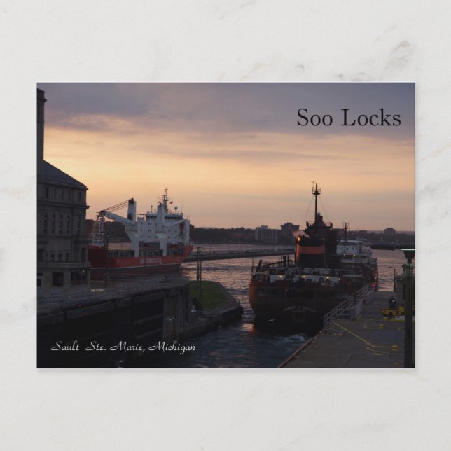 Soo Locks & Herbert C. Jackson postal (Anverso)