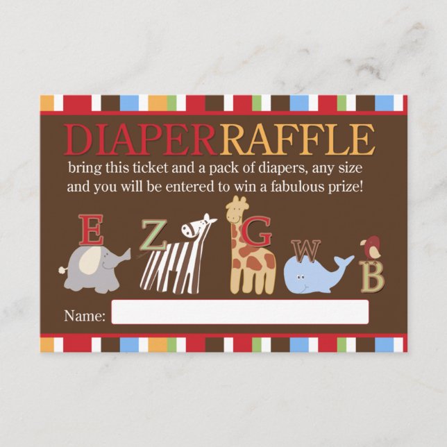 Sopa de Alfabeto ABC Tarjeta Baby Shower Diaper Ra (Anverso)
