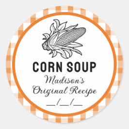 Sopa de maíz pegatina con patrón a cuadros naranja
