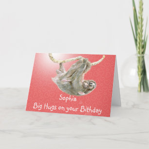 Sophia, abrazos grandes en su cumpleaños. tarjeta