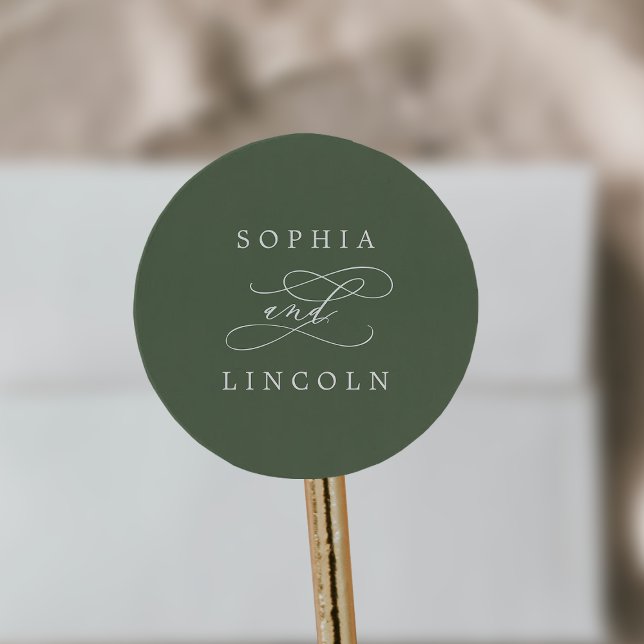 SOPHIA Sellos para sobres de Bodas verdes de oliva (SOPHIA Woodland Olive Green Wedding Envelope Seals)