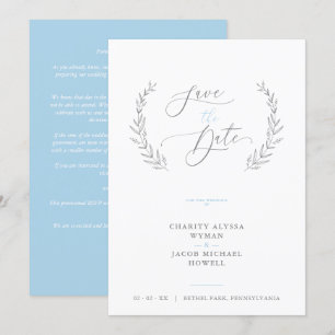 Sophisticated Classic Botanical Blue Grey Wedding