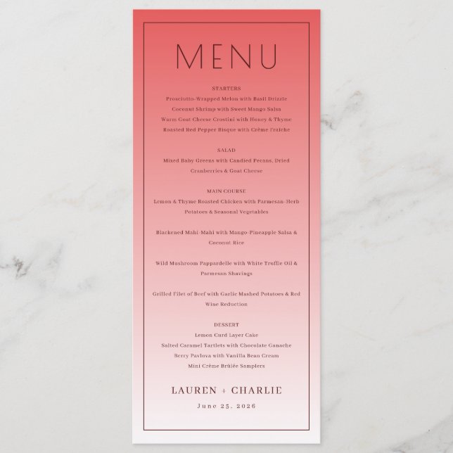 Sophisticated Pink Menu Template (Anverso)