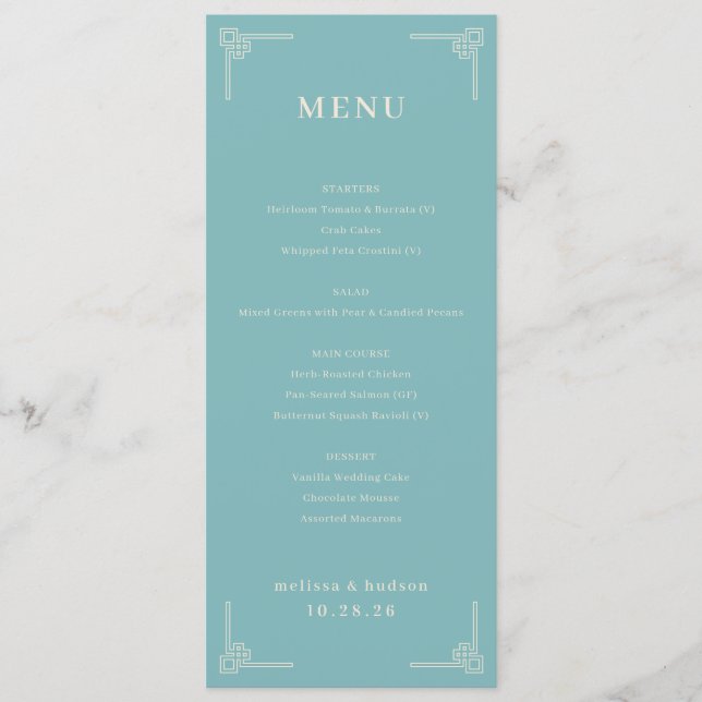 Sophisticated Teal Geometric Menu (Anverso)