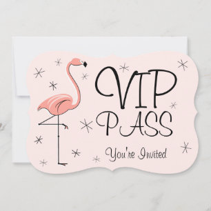 Soporte de invitación "VIP PASS" rosado de Flaming