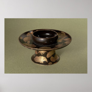 Soporte de la taza con la decoración de "Nashiji"