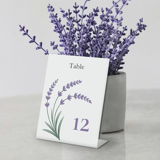 Soporte de señal de número de mesa de boda de lava (Lavender Wedding Table Numbers Pedestal Sign)