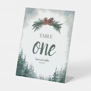 Soporte de señal de número de mesa de boda rústica