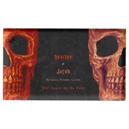 Soporte Para Tarjetas De Mesa Naranja gótico de media calavera Boda negro de Hal