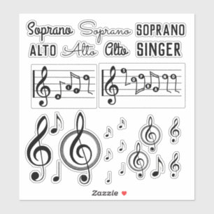 Soprano Alto Music Note Treble Clef Pegatina