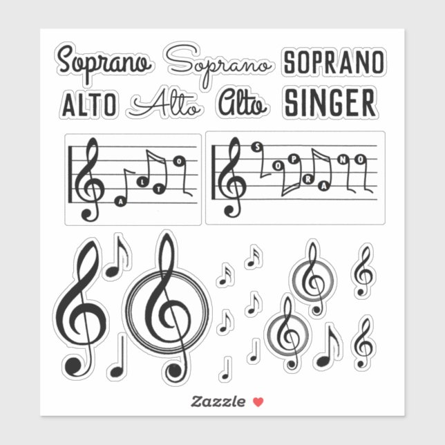 Soprano Alto Music Note Treble Clef Pegatina (Hoja)