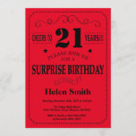 Sorprenda el 21ro negro y rojo de la invitación<br><div class="desc">Sorprenda la 21ra tipografía negra y roja de la invitación del cumpleaños. Fondo negro y rojo. Cumpleaños adulto. Cumpleaños masculino de los hombres o de las mujeres. Niños muchacho o señora Teen Teenage Bday Invite del chica. décimotercero décimo quinto décimosexto décimo octavo vigésimo 21ro trigésimo 40.o 50.o 60.o 70.o 80.o...</div>