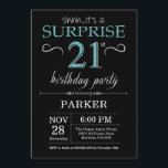 Sorprenda el 21ro negro y trullo de la invitación<br><div class="desc">Sorprenda la 21ra invitación del cumpleaños con negro y antecedentes verde azulados del purpurina. Pizarra. Cumpleaños adulto. Los hombres o las mujeres Bday invitan. Cualquie edad. Para el arreglo para requisitos particulares adicional, haga clic por favor el "personalizar él" botón y utilice nuestra herramienta de diseño para modificar esta plantilla....</div>