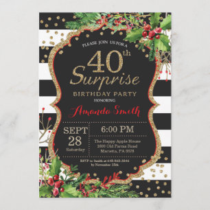 Sorprenda el 40.o oro del navidad de la invitación