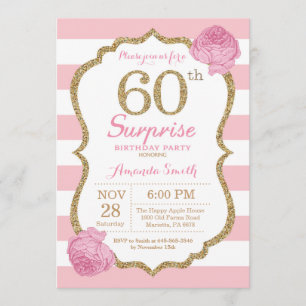Sorprenda el 60.o rosa y el oro de la invitación