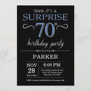Sorprenda el 70.o negro y el azul de la invitación