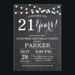 Sorprenda la 21ra pizarra de la invitación del<br><div class="desc">Sorprenda el 21ro fondo de la pizarra de la invitación del cumpleaños con las luces de la secuencia. Blanco y negro. décimotercero décimo quinto décimosexto décimo octavo vigésimo 21ro trigésimo 40.o 50.o 60.o 70.o 80.o 90.o 100o, cualquier edad. Cumpleaños adulto. Fiesta de cumpleaños masculina de la mujer o del hombre....</div>