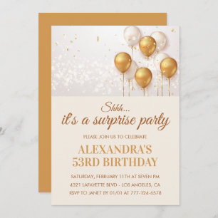 Sorprende Gold Balloons 53 invitaciones de cumplea