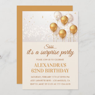 Sorprende Gold Balloons invitaciones para el 62 cu