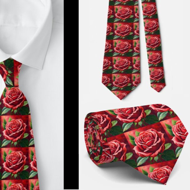 Sorprendente corbata de cuello formal de rosas roj (Subido por el creador)