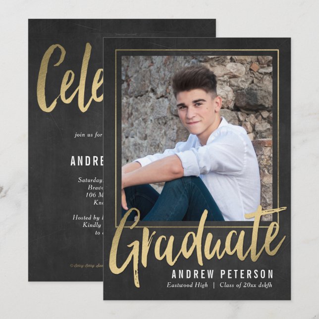 Sorprendente invitación a graduación con confianza (Anverso / Reverso)