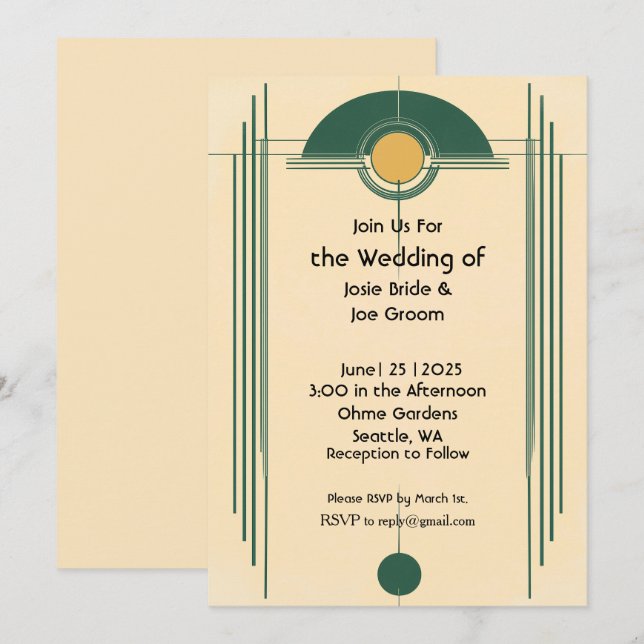 Sorprendente invitación a la boda de sol deco amar (Anverso / Reverso)