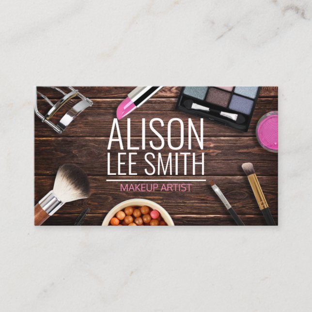 Sorprendente Makeup Artista Wood Desk Tarjeta de p (Anverso)