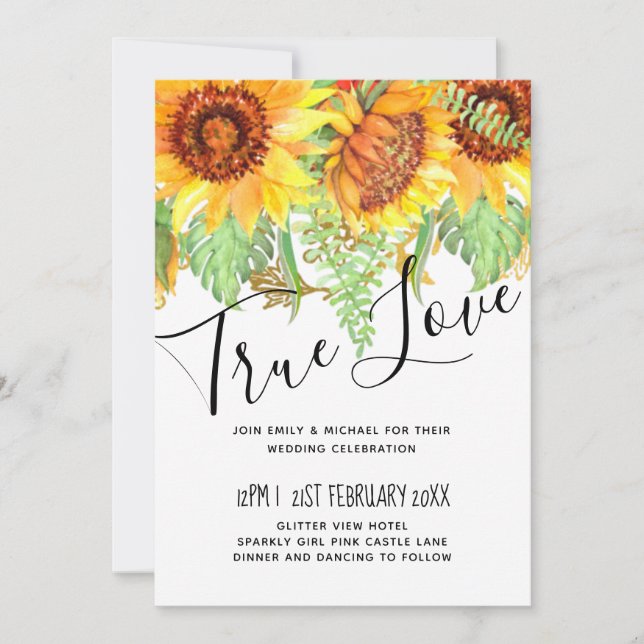 Sorprendente negro con presupuesto Boda de girasol (Anverso)