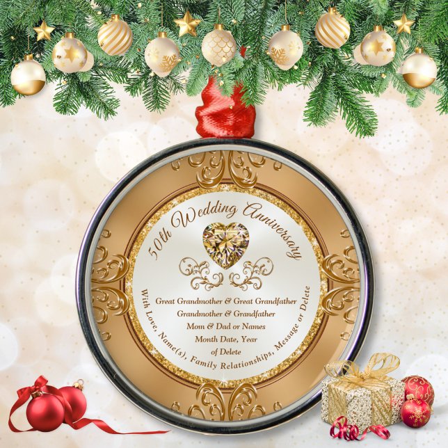 Sorprendente Ornamento del 50° aniversario, abuelo (50th Wedding Anniversary ornament. Inexpensive 50th wedding anniversary gift for grandparents. 50 yr)