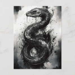 Sorprendente postal de arte de serpientes blancas 