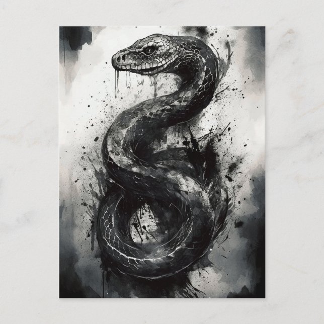 Sorprendente postal de arte de serpientes blancas  (Anverso)