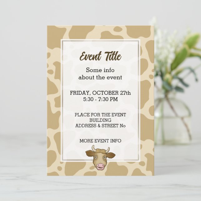Sorprendida invitación de vaca (Anverso de pie)